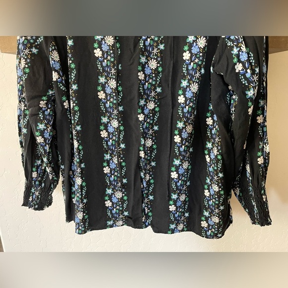 Talbots|Floral Tie Neck Smocked Blouse, Size 2X, Petite ••• Boho - Picture 5 of 11